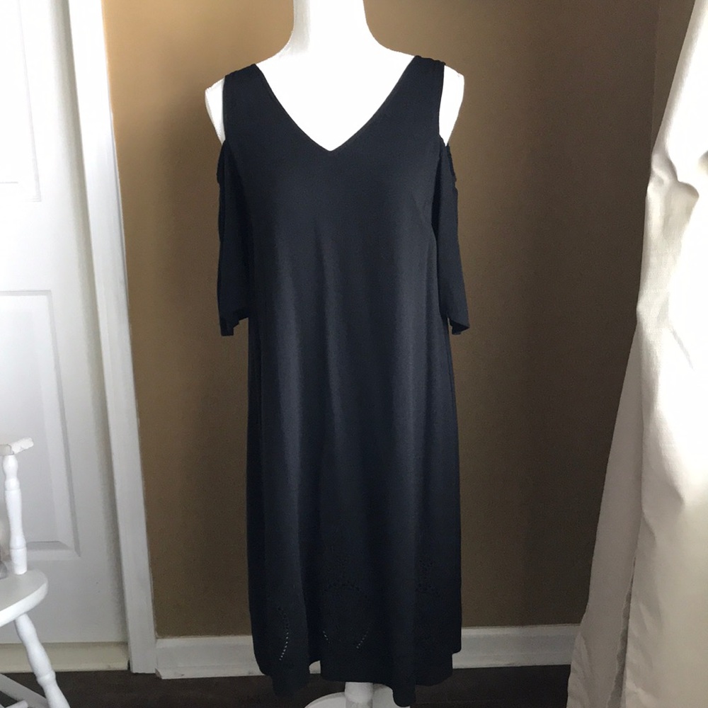 Beautiful black cold shoulder midi dress